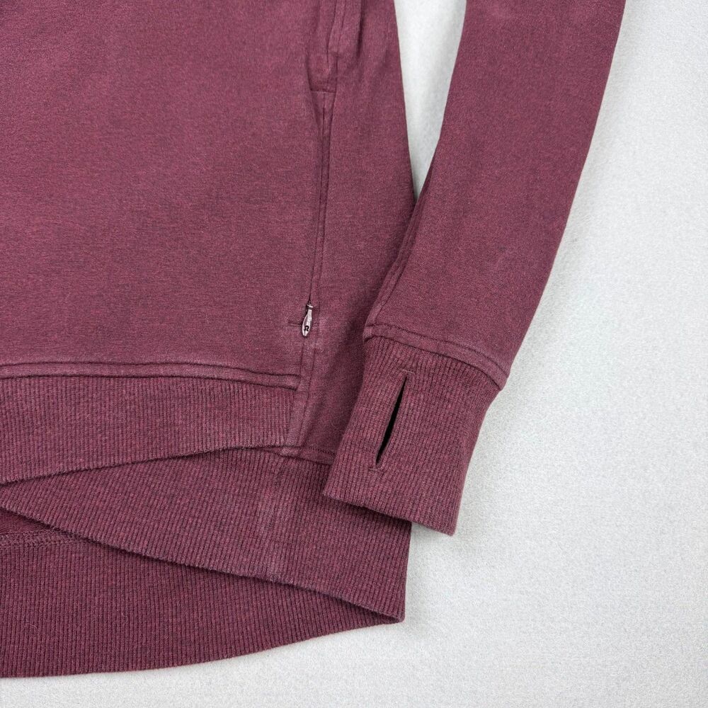 Lululemon Sweatshirt Womens 4 Red Cowl Neck Pullover Zip Pocket Logo Yoga Top - Picture 11 of 16